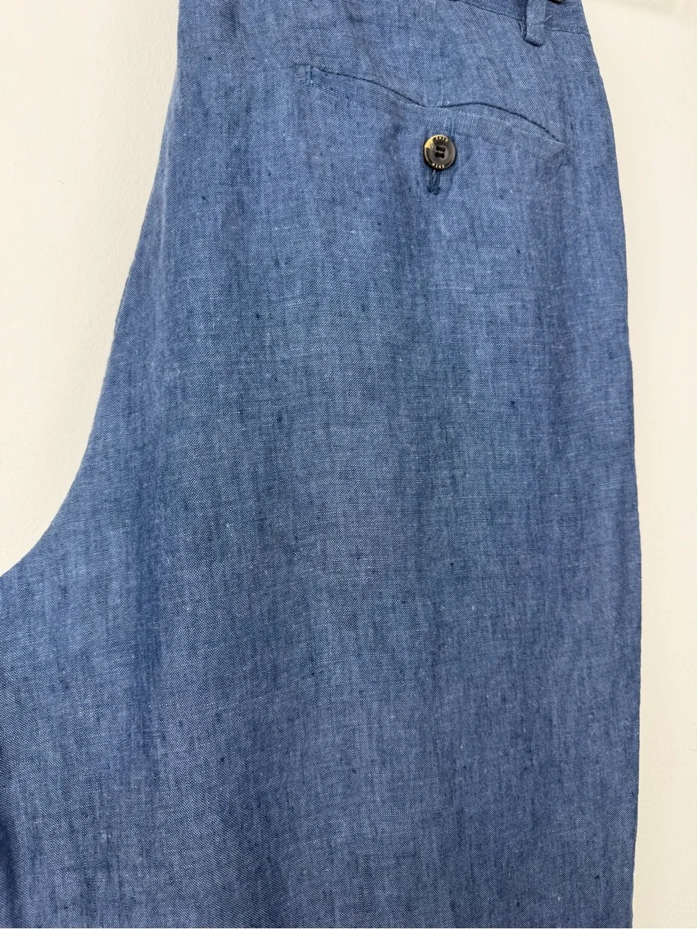 Light Blue Wide Leg Linen Blend Pants